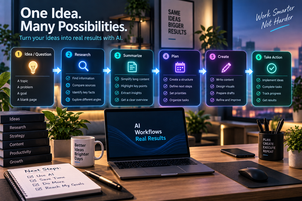 AI workflow for research planning content creation and productivity