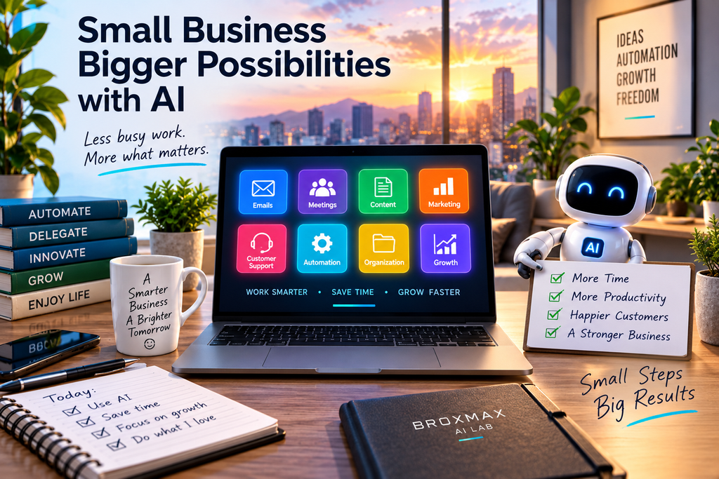 AI tools for small businesses improving productivity, automation, customer support and business growth